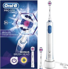Oral-B Pro 570 Electric Toothbrush - White + Bonus Brush Head