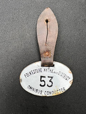 Folkestone Hythe & District Kent Omnibus Conductor 53 Enamel Bus Licence Badge