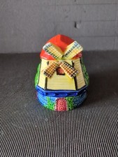 VINTAGE JAPANESE * WINDMILL MARUTOMOWARE * PRESERVE JAR/POT WITH LID