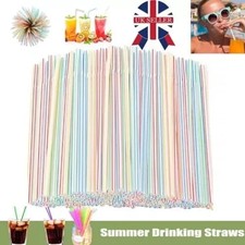 100 x MultiColoured Straws Flexible Bendy Drinking Reusable Straw Birthday Party