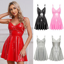 Women's Patent Leather Wet Look Dress Raves Steampunk Costume Dresses Clubwear