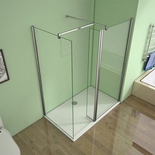 AICA Walk In Wet Room Shower Enclosure Screen Flipper Nano Glass Tray Free Waste