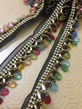 Black Multi Teardrop Beaded