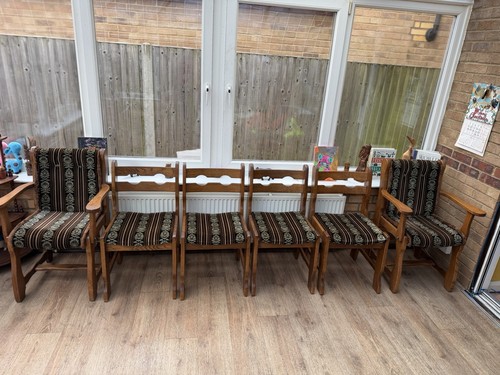 Rare set brutalist oak - 6,