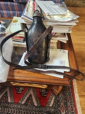 19th Century Swiss / Prussian Glass Canteen – Leather Harness & Pewter Stopper –