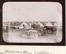 Algeria, Algiers, 1894 maneuvers, l&#039;ambulance vintage citrate print, Ti