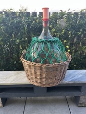 55 Ltr Vintage Carboy With Carrying Net And Basket For Brewing, Home Or Garden 