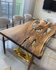 Clear Epoxy Table with Walnut