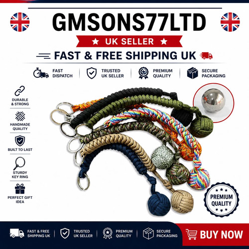 Paracord monkey fist keychain - fist,
