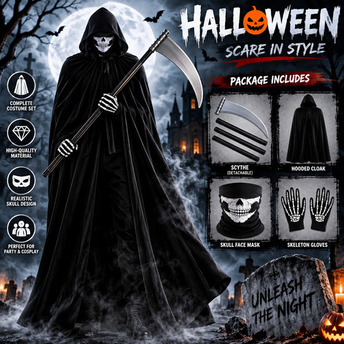 140cm halloween grim reaper - 140cm,