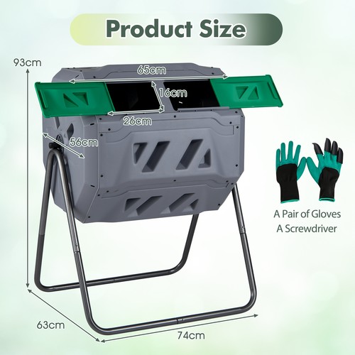 Bin dual chamber compost - bin,