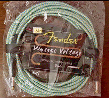 Fender Vintage Voltage Electric Guitar Bass Lead Cable Blue Yellow 6m- UK Seller