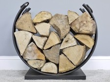 Large Rustic Iron Metal Round Circle Curved Log Store Holder Storage