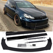 For VW GTI MK6 Jetta Front Bumper Lip Splitter + 78.7" Side Skirts + Strut Rods