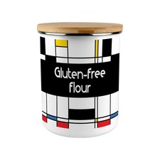 Retro Gluten-Free Flour Canister - Art Deco 2.7L X-Large Enamel Kitchen Tin