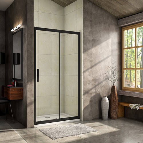 Black sliding shower - door, walk