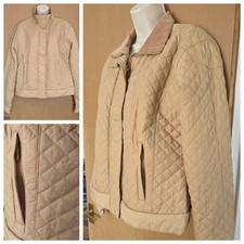 SOS Jensen Women's Beige Lined Jacket Size L with Zip Pockets BNWT