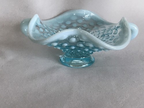 Vtg fenton glass blue - 4”,