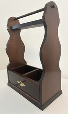 Vintage 20th Century Mahogany Tantalus For 2 Decanters With Key Locking Door