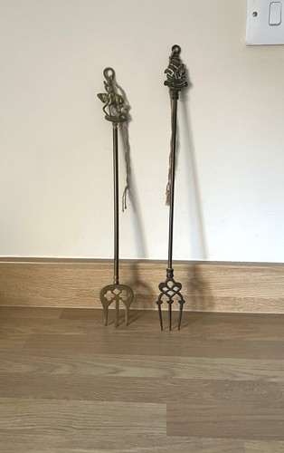 Pair vintage brass toasting - of,