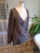 Sarah Pacini Brown One Size Oversized Mohair Merino Wool Jumper