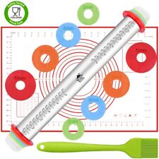 DSL Stainless Steel Adjustable Rolling Pin Thickness Ring Non Stick French Style