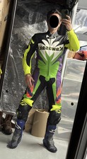 Giudici Kawasaki One Piece Race Leathers EU48/UK38 BOLD colours on black