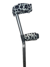 Crutch Arm Covers Sleeves Cuffs Elbow Handle Fleece Crutches Pad Grey Cheetah