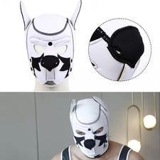Puppy Dog Cosplay Latex Rubber Padded Roleplay Hood Full Mask Cosplay Headgear