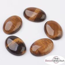 2 TIGER EYE GEMSTONE CABOCHONS OVAL 25mm X 18mm FLAT BACKED CAMEO GCA8