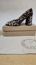 Penelope Chilvers Gamine Leopard Print Velvet Block Heel Court Shoes EU 41