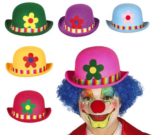 Adults clown bowler hat - clown, flower
