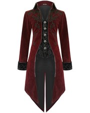 Devil Fashion Mens Tailcoat Jacket Red Velvet Goth Steampunk Aristocrat Regency