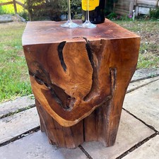 Square teak root block table - teak,