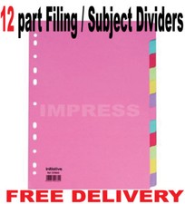 12 Part A4 Filing/Subject Divider-Index Ring Binder File Coloured Month Days etc