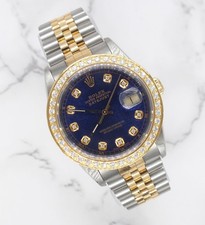 Mens Rolex Datejust - Blue Diamond Dial & Diamond Bezel - Rolex Box & Papers