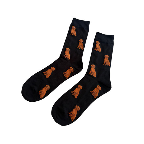 Fox red labrador black socks - red,