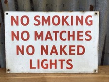ANTIQUE ENAMEL NO SMOKING SIGN, GARAGE / FACTORY / RAILWAY MILITARY SIGN