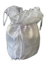 Large Ivory Satin First Holy Communion Flower Girl Dolly Hand Bag Wedding Purse 