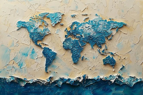 World map canvas picture - world,