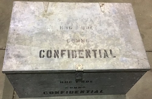 Military riveted metal trunk - military,