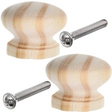 2 x Wooden Pine Knobs & Screws