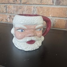 Vintage Santa Claus Face Coffee Mug | Hand-painted Ceramic Christmas Cup 1958
