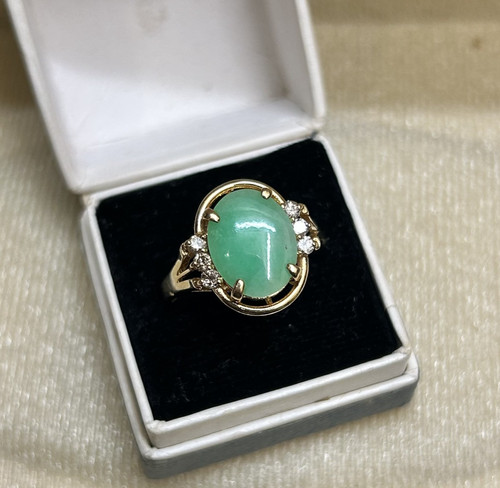 18ct jade diamond ring - jade,