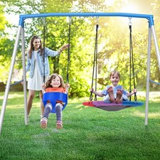 440lbs Metal Swing Set with 2 Swings Heavy Duty Swing Frame for Backyard Outdoor