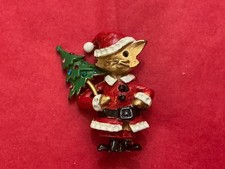 Butler & Wilson Vintage Brooch Cat with a Christmas Tree 40th Book Piece