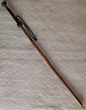 Vintage Spanish Ainciart Medlar Basque Makhila Walking Stick Bovine Horn & Brass