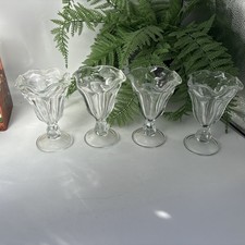 Vintage Tall Ice Cream Sundae/Milkshake/ Knickerbocker Glory Glasses x 4