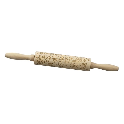 Wooden rolling pin embossed - wooden,