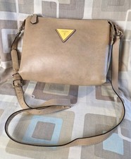 Guess Beige / White Striped Faux Leather Crossbody Handbag